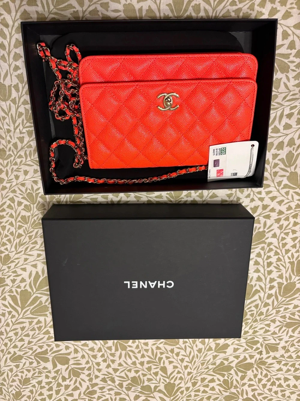 CHANEL Red Quilted Leather Crossbody with Gold Hardware
